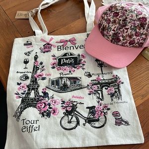 Paris tote bag and matching hat